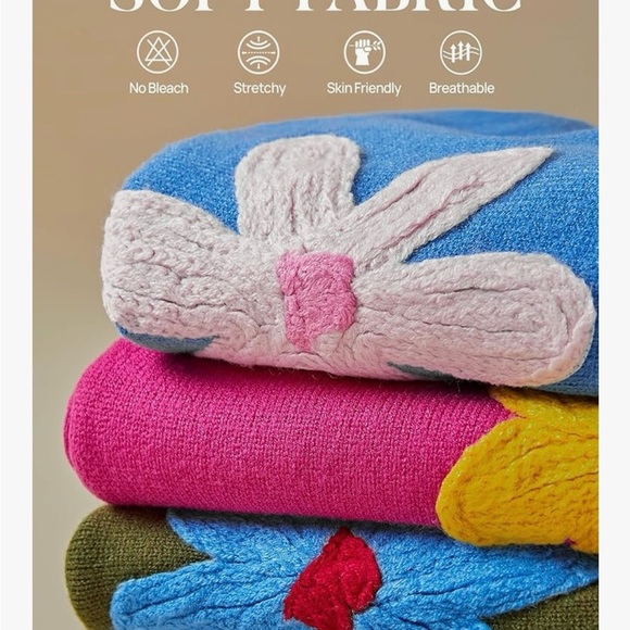 Floral Embroidered White Sweater - Picture 4 of 4